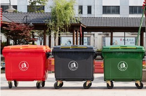 660L 1100L açık büyük kapasiteli plastik geri dönüşüm büyük çöp çöp çöp konteyneri ile tekerlek çöp kutuları - Product Image 3