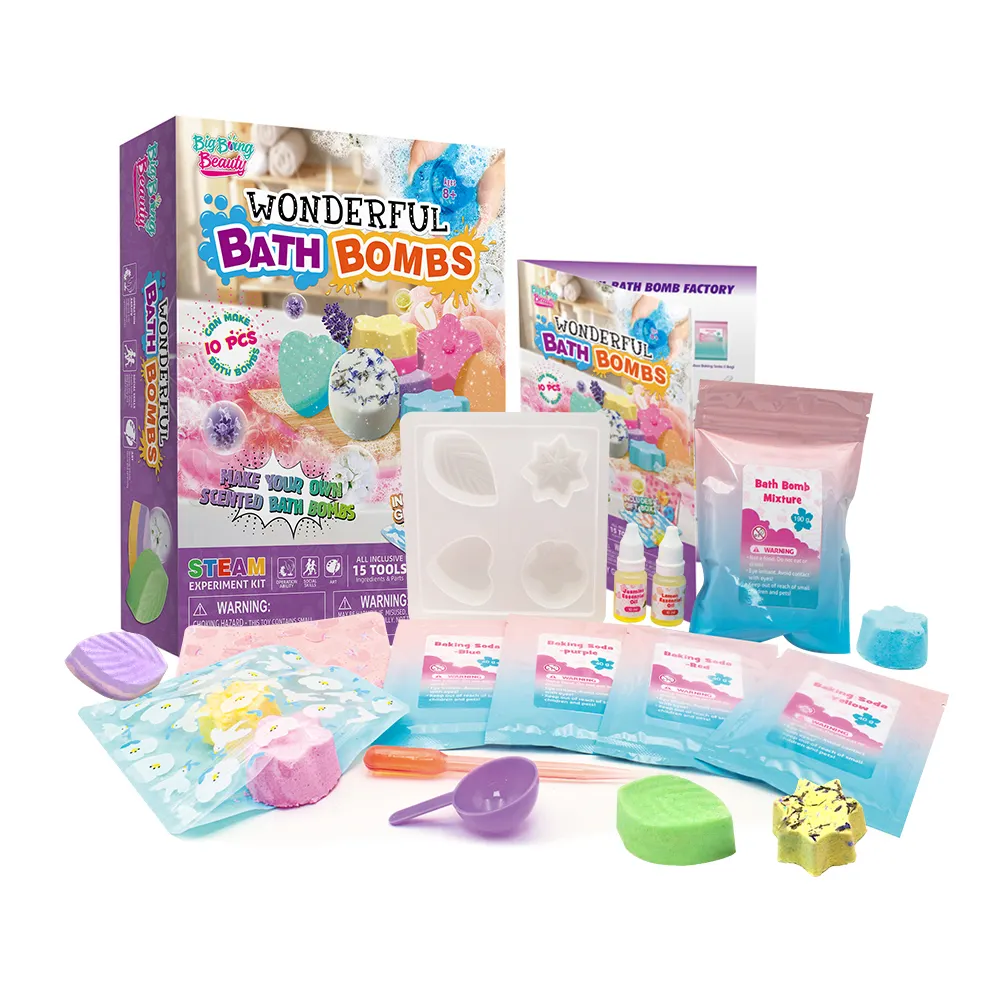 Kit de bricolage pour fabriquer vos propres bombes de bain colorées Bombes de bain faites à la main pour que les enfants puissent jouer ensemble