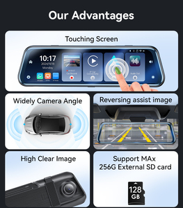 Yesido KM24 9.66英寸高清晰图像倒车辅助图像触摸屏后视镜使用Carplay - Product Image 3