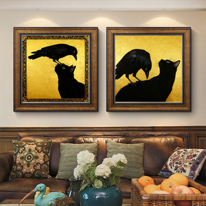 Gothic phong cách quạ mèo vải tường nghệ thuật in Áp phích nghệ thuật động vật bức tranh Pháp tường trang trí khung trang trí nội thất bức tranh tường - Product Image 3