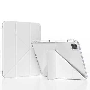 适用于iPad Pro 11兼容平板电脑外壳的透明电脑聚氨酯皮革键盘外壳，带柔软边缘和笔槽，适合睡眠使用 - Product Image 1