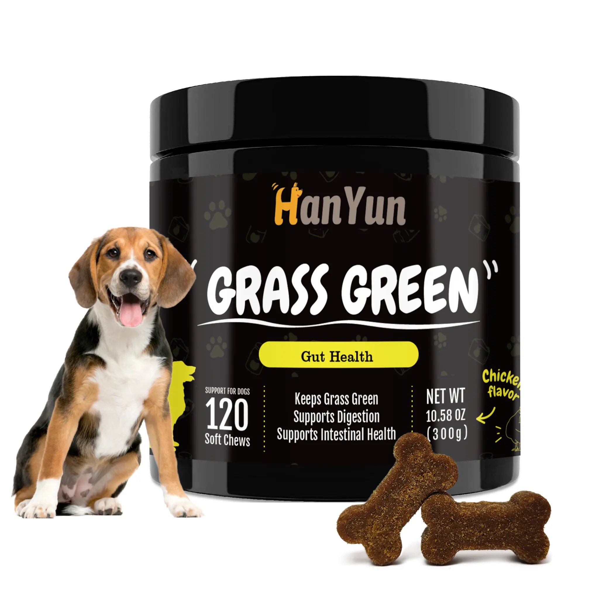 HANYUN Grass Green Burn Spot Soft Chew Pour Chien Gut Estomac Intestinal Problème de Santé Digestive Supplément de Santé Private Label