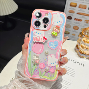 For Tecno Spark <strong>Go</strong> 2024/Spark 20/Spark 20C/POP8 Cartoon Glitter 3D Flower Pearl Rabbit Bear for Girls <strong>rainbow</strong> Mobile Phone Case - Product Image 3