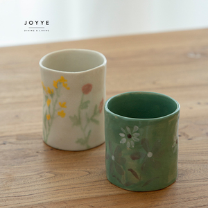 JOYYE 2025新款春季绿白色陶瓷餐具套装手绘碎花釉下釉设计环保安全餐具套装 - Product Image 6