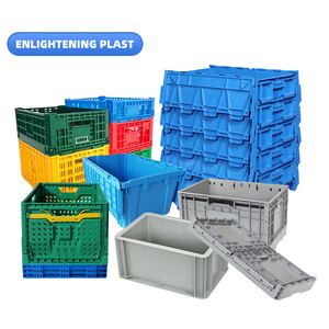 Caja de plástico para envío, contenedores con tapa adjunta reutilizables, cajas móviles de plástico duraderas, contenedores, cajas de mano - Product Image 2