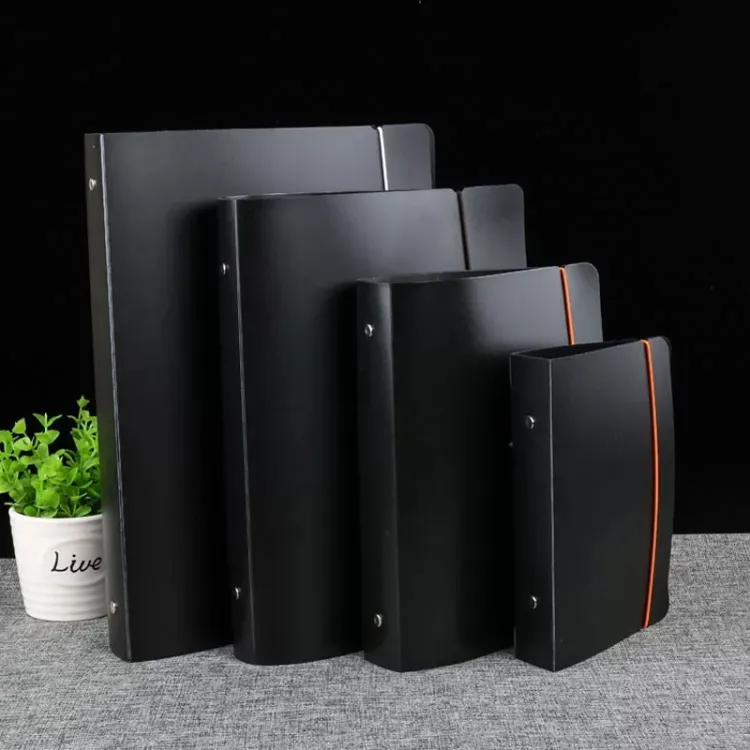 A4 B5 A5 A6 A7 Black PP Binder Cover Loose Leaf Notebook Case Inner Page Notebook Shell with Strap Loop Office School Supplies