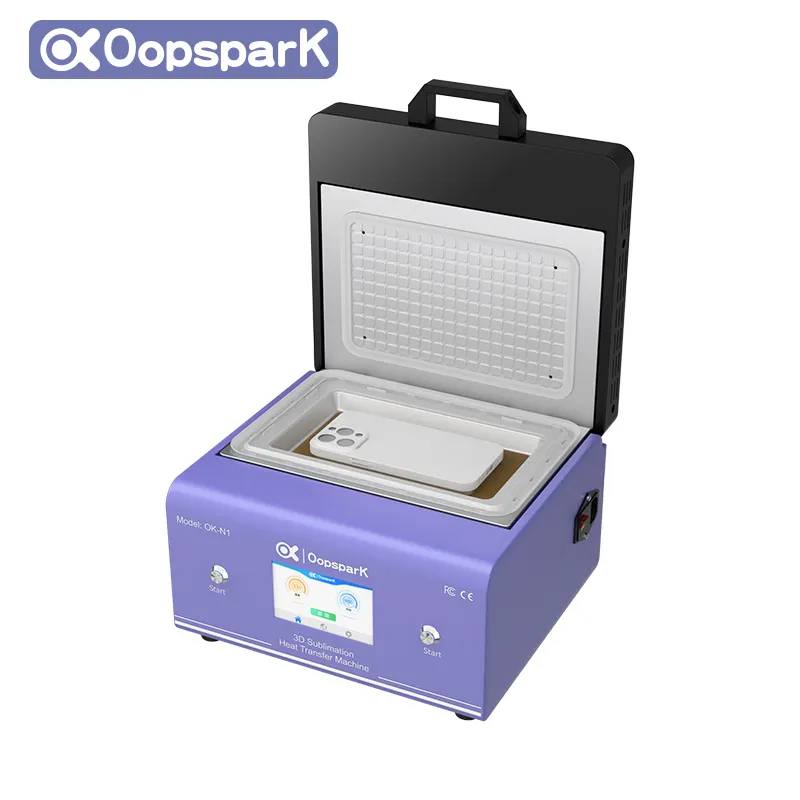 2024 Venta caliente Oopspark Película de Sublimación 3D Prensa de transferencia de calor al vacío Impresión de cajas de teléfono recubiertas Máquinas de sublimación