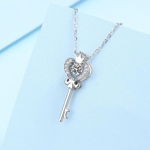 クラウンネックレスハートキー本物プラチナ<span class=keywords><strong>950</strong></span>スターリングシルバー925クラシックダイヤモンド,結婚式の婚約