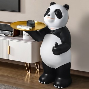 Panda enfeites de escultura, bandeja de resina para decoração de escultura em sala de estar, armazenamento de casa, panda