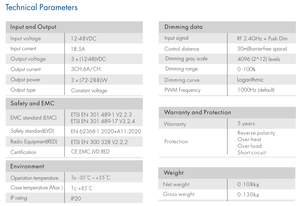Skydance V3-L 6A 12-48VDC 3-kênh không dây rf2.4g + Đẩy Dim điều khiển RF Receiver cho RGB/CCT/Mờ Led điều khiển dải - Product Image 6