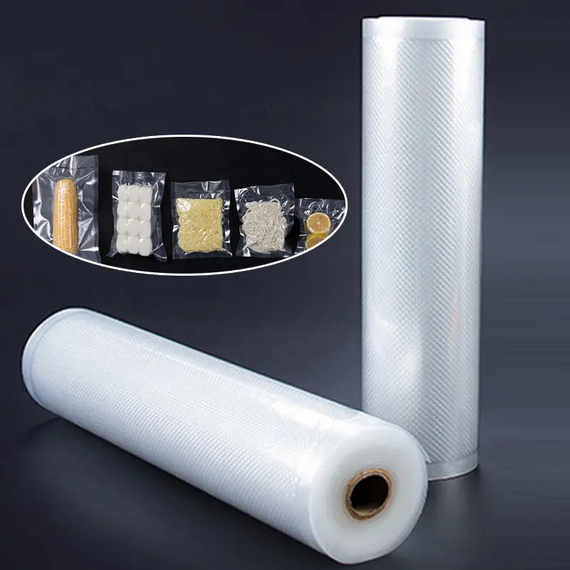 Bolsa de envasado al vacío de nailon LDPE de grado alimenticio con sello de 3 lados con logotipo personalizado con característica de barrera de plástico transparente