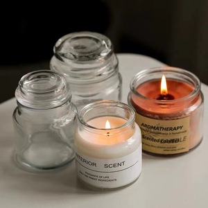 Wholesale <strong>100ml</strong> Clear Empty Transparent Glass Candle Jar with Glass Seal Lid Small Size Custom Packaging <strong>Box</strong> - Product Image 2