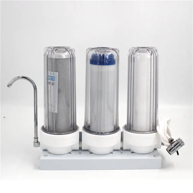 Água familiar de 3 estágios pré-filtro, casa de bancada, purificador de água, sistema de purificação