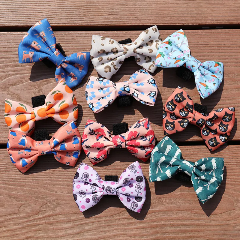 Wholesale Customized Pattern Luxury Low MOQ Pet Dog Collar Bow Ties For Small Medium Dog