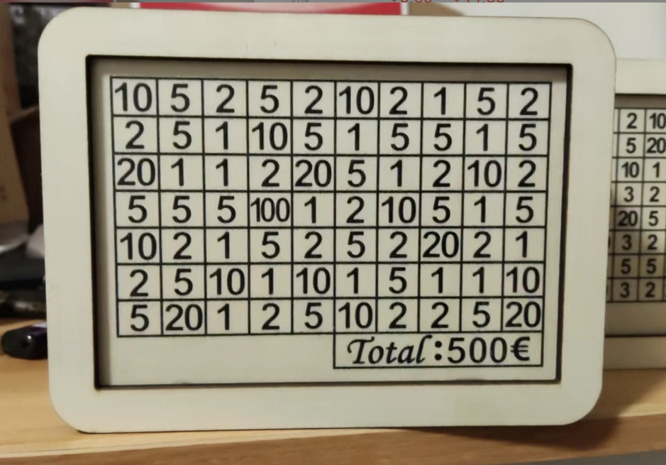 500 euros blanc/17*12.5*6.7cm/avec stylo effaçable