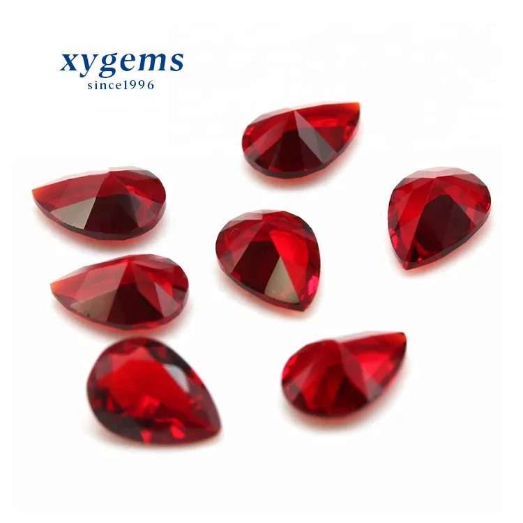 Wholesale Prices of Synthetic Pear Cut Blood Red Glass Jewelry Gemstone