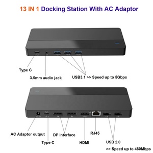 13 in 1 <strong>Adapter</strong> Powered <strong>USB</strong> <strong>3.1</strong> Keyboard Triple Monitor Laptop Docking Station <strong>Type</strong> <strong>C</strong> <strong>USB</strong> Hubs - Product Image 5