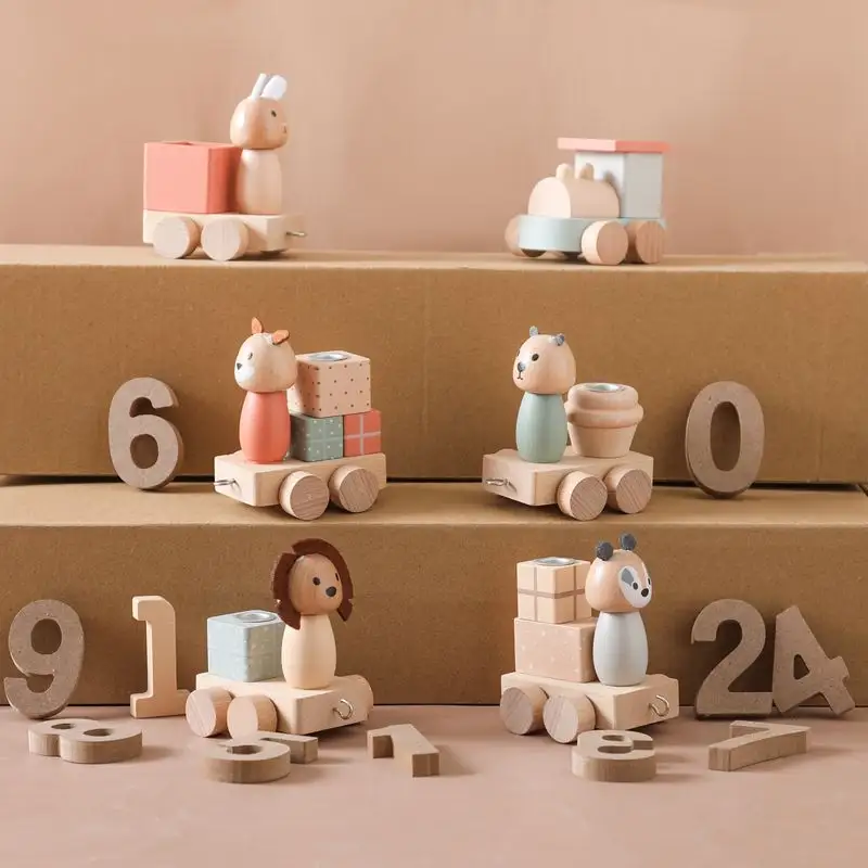 مجموعة ألعاب خشبية على شكل قطارات لتزيين كعك عيد الميلاد وحفلات أعياد الميلاد بتصميم جديد ومتعدد الوظائف