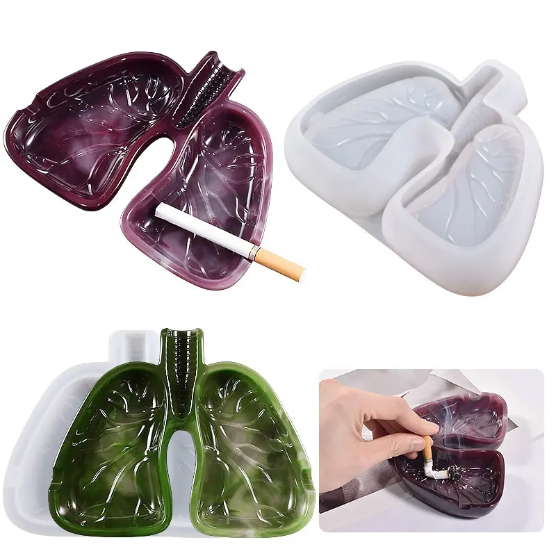 DM690 Creative Lung Forme Cendrier Silicone Moule Résine Époxy Boîte De Rangement Moule Pour Salon Restaurant