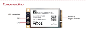 コンペックスWLE600VX-I工業用グレードミニPCIeワイヤレスモジュールデュアルバンド2.4 + 5GHz 2x2 MIMO WiFi 5 (802.11AC Wave 1) - Product Image 2
