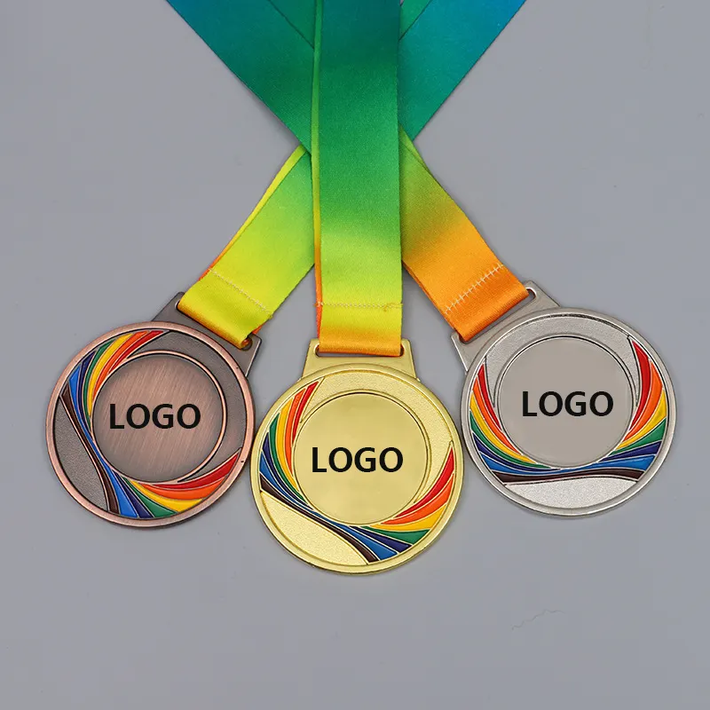 High-quality customized 3D logo football basketball sports marathon running gold-plated silver-plated copper metal honor medal