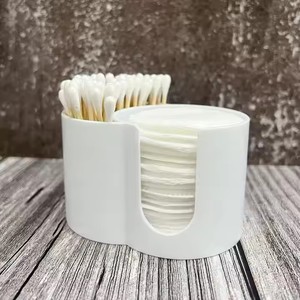 2合1台式储物盒，用于棉签和卸妆塑料双孔组合粉扑储物罐 - Product Image 2