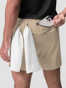健身跑裤侧开叉4向弹力透气涤纶网布2合1男士健身短裤 - Product Image 4