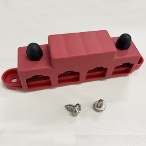 12V 250A 3 Post 4 Post Red Black <strong>Busbar</strong> Bus Bar Power Distribution Block Cover 5/16&quot; <strong>M8</strong> Stud Screw - Product Image 3