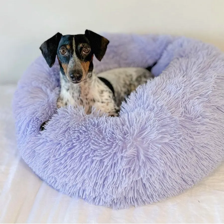 Wholesale Washable luxury plush Fur Pad cushion Winter Warm Stuffed Sleeping Sofa Pet Nest Donut House Soft Round cat dog bed