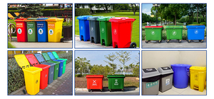 Contenedor de basura móvil de 4 ruedas, de plástico de 1100L bote de basura, con pedal de pie - Product Image 4