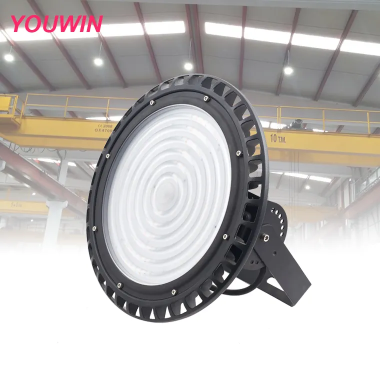 Lampu komersial industri fitting lampu gudang pabrik 160lm/w Lampu aluminium lampu Ufo bengkel cahaya Teluk tinggi 100w 150w 200w