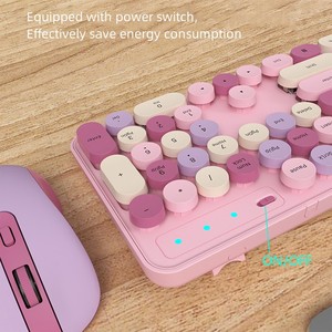 Tasti 105 personalizzabili 2.4G silenziosi colorati rosa senza fili tastiera Mouse ufficio PC macchina da scrivere simpatico Mouse uso del telefono - Product Image 6