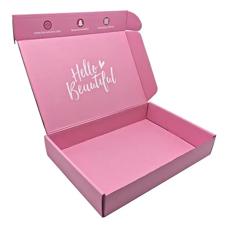 शिपिंग बक्से जूते बॉक्स नालीदार बोर्ड कपड़े बॉक्स पैकेजिंग Datang कस्टम लोगो छोटे व्यवसाय के लिए नि: शुल्क डिजाइन कम MOQ गुलाबी