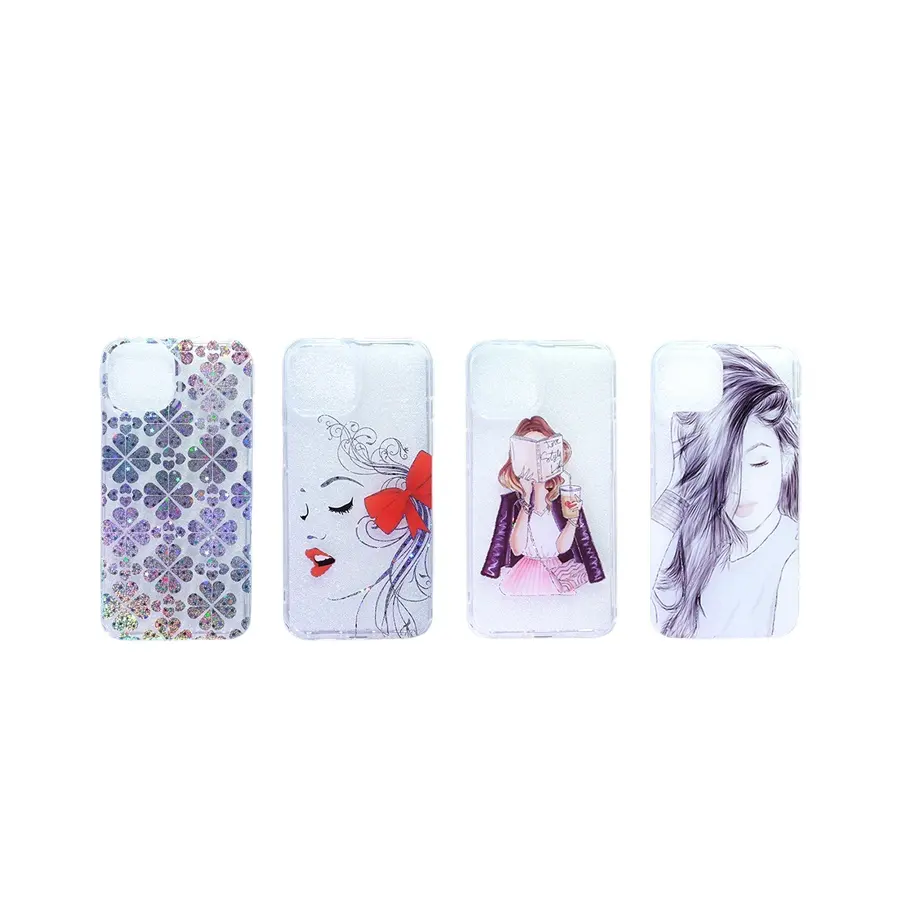 Wholesale Fancy Girl Lady Drawing Print Clear Tpu Light Weight Phone Case For Iphone 14 11 12 13 7 Plus Ultra-thin Mobile Casing