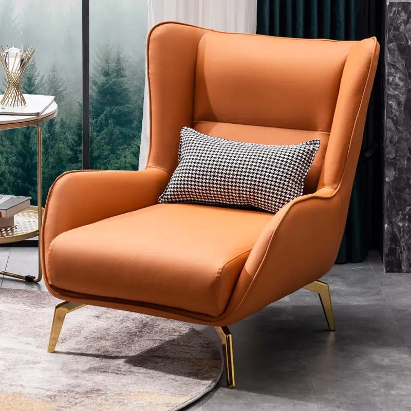 Woonkamermeubilair Comfort Single Sofa Stoel Met Ottomaanse Moderne Hoge Rugleuning Vrijetijdsstoel Ergonomische Stoelen