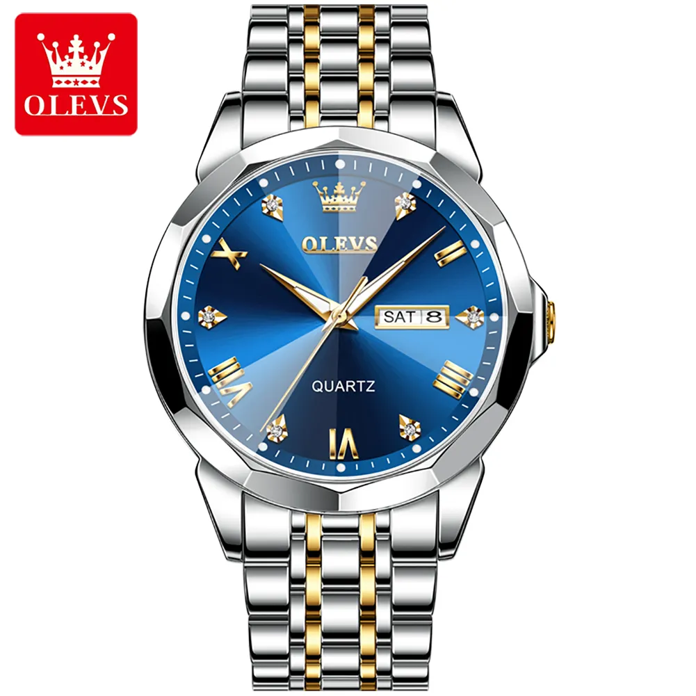 OLEVS นาฬิกาข้อมือแนวธุรกิจของผู้ชาย,นาฬิกาควอตซ์กันน้ำหรูหราออกแบบโลโก้ได้ตามต้องการปี9931
