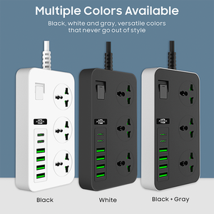 US EU <strong>UK</strong> Power Strip with 3 Outlets 4 USB 2 Type C 6.6-Foot Long Extension Cords Flat Plug Wall <strong>Mount</strong> for Home Office - Product Image 6