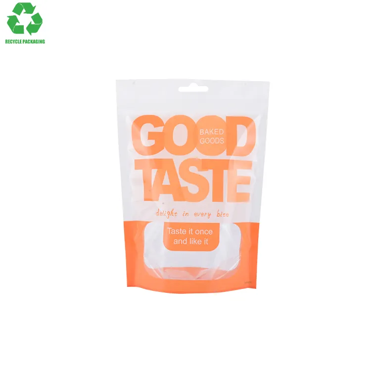 リサイクル可能なポリエチレン250G150ミクロンオレンジPPマットワニス防湿ジップロックスナックフードスタンドアップポーチ包装袋