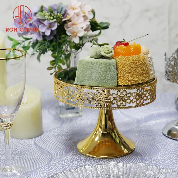 Piring Hidangan Penutup Pesta Teh Pernikahan Hotel Kustom Dekorasi Emas Kaca Makanan Ringan Buah Makanan Penutup