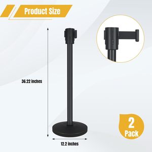 Премиальный комплект из нержавеющей стали с порошковым покрытием для управления толпой, черные стопки, выдвижные ремни для магазинов в аэропорту - Product Image 2