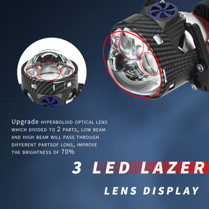 HFL OEM 128W Bi LED Projector เลนส์3.0แสงเลเซอร์9-16V 6000K 90W Bi โปรเจคเตอร์ LED โปรเจคเตอร์ขนาด3นิ้ว - Product Image 3