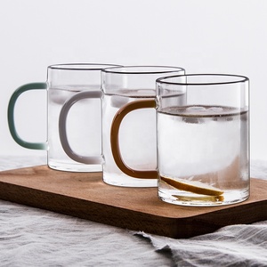 コーヒーマグカップティーカップ,手吹き小型耐熱クリアホウケイ酸カラフルハンドル詳細ガラス - Product Image 5
