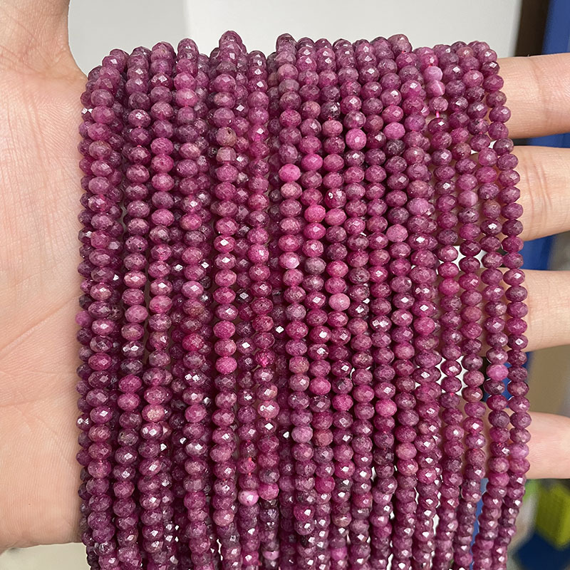 Rubis Rondelle Facettée 3x4mm