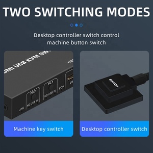 4K HDMI KVM开关2进1出4K 30Hz HDMI USB KVM切换器2x1，用于2 pc共享显示器鼠标键盘，带桌面控制器