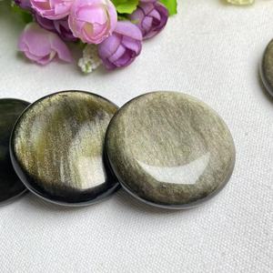 Alta Qualidade Natural Obsidian Dourado Rodada Polido Palm Stone Coleção Display Gemstone Material Cristal Presente