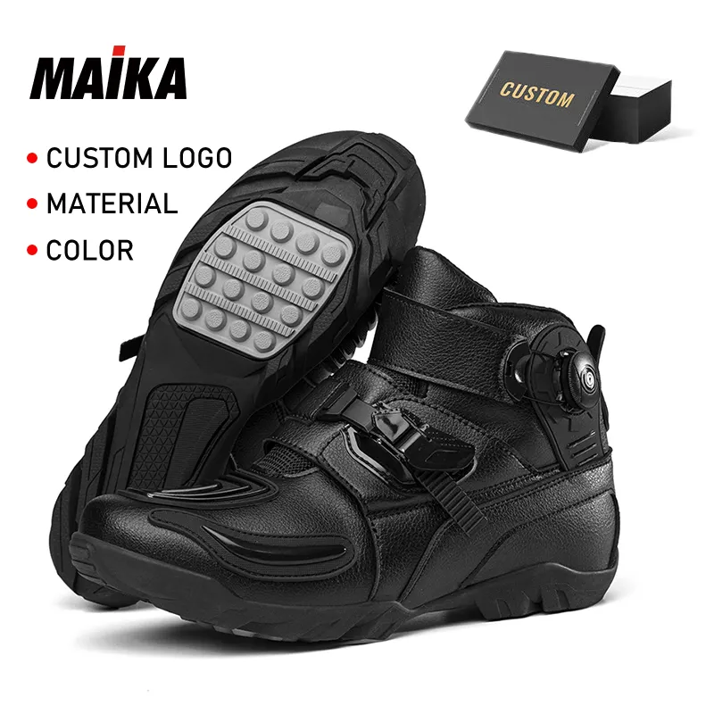 Özel Sneaker üretici profesyonel deri spor motosiklet ayakkabı tasarım erkekler için yarış bisiklet ayakkabı motosiklet çizme 2024