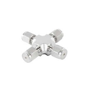 Chéo loại phụ kiện 4 cách Công Đoàn ống thủy lực nén phụ kiện đôi ferrule 4-cách bình đẳng Công Đoàn chéo ống lok phù hợp - Product Image 2