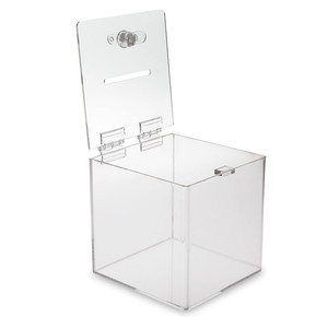 Şeffaf akrilik küp bağış kutusu çekiliş kutusu kam kilidi - Product Image 3