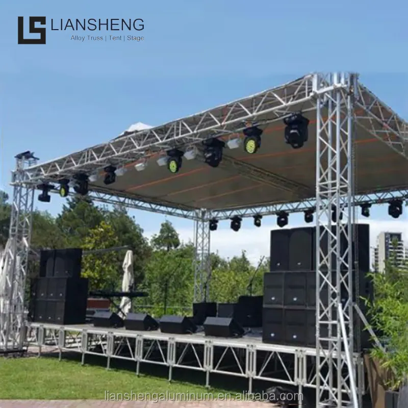 Hot selling wholesale Music festival truss stage aluminum concert stage podium triangle roof truss anti slip stage truss display