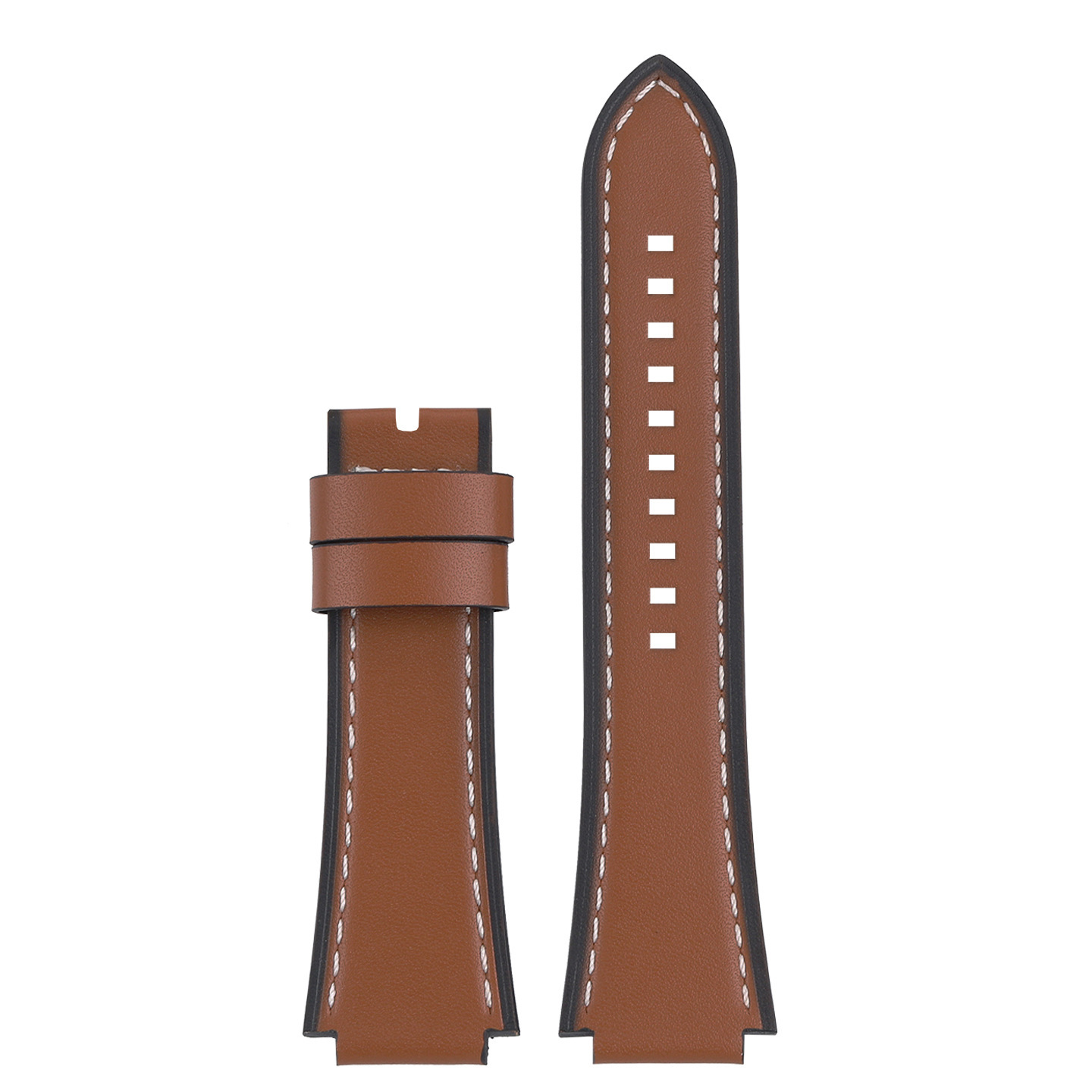 Dark brown band white thread no buckle